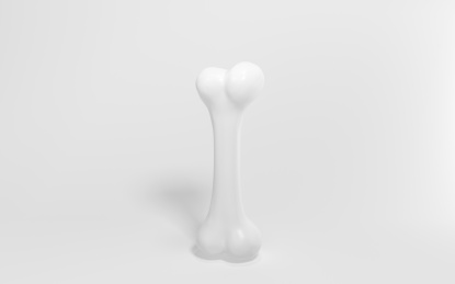 白色背景下的骨头 3D渲染
