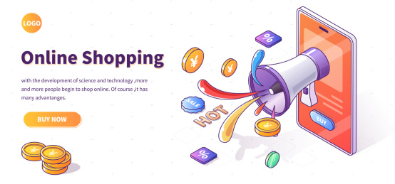 手机里面有喇叭叫喊折扣矢量插画