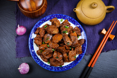 中餐特色美食小炒面筋素肉