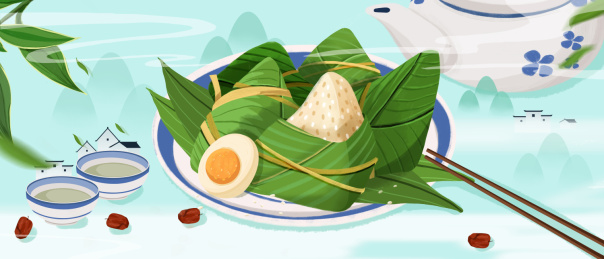 国风端午节粽子的插画