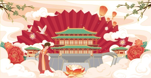 陕西西安大唐芙蓉园侍女图