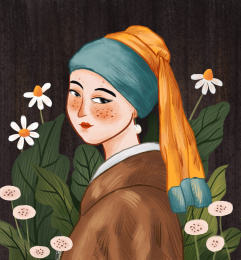 戴珍珠耳环的少女