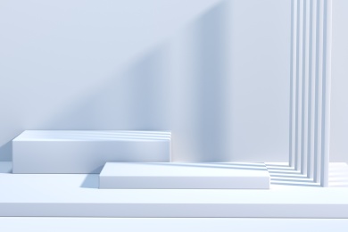 3D渲染白色简约展台