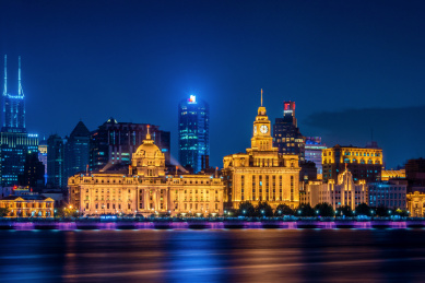 中国上海外滩夜景风光