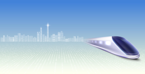 大湾区建筑群及高铁背景展板