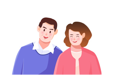 中老年父母家人矢量插画