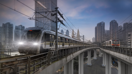 中国重庆轻轨相遇