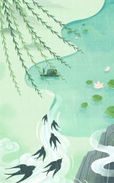 燕子和湖水