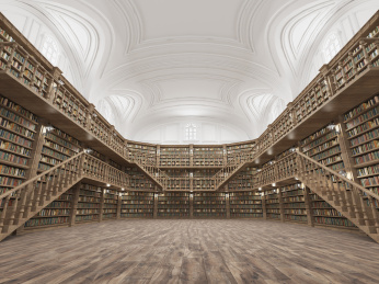 欧洲古典图书馆空间3D渲染背景图