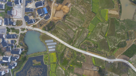 航拍中国安徽宣城市郎溪县凌笪镇下吴村罗市