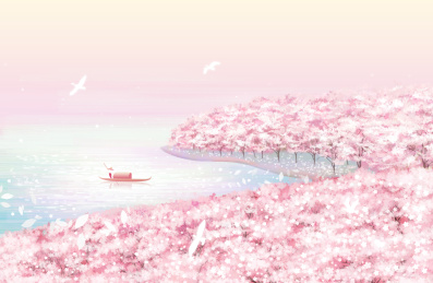 贵州贵安平坝万亩樱花盛开美景插画