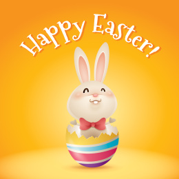 欢乐复活节主题背景可爱小兔子和彩蛋