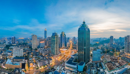 中国浙江省温州市城市夜景