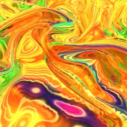 3D渲染彩色高反射流动金属箔背景