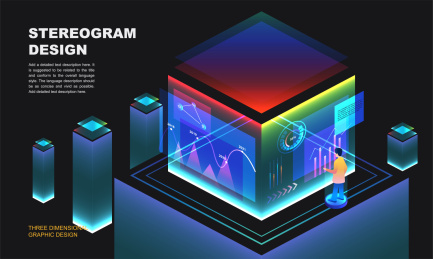 科技研究立体矢量图形办公商务插画设计