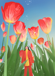 春日郁金香花田