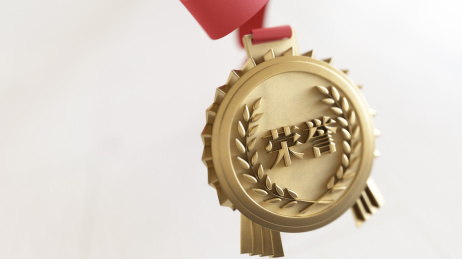 三维渲染荣誉金色奖牌