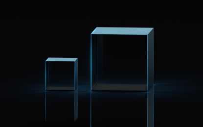 黑暗中的玻璃储物盒 3D渲染