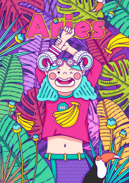 白羊座森林系花草女孩