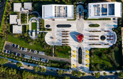 航拍河南省郑州巩义市建筑景观日景