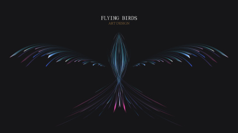 鸟飞翔线条艺术抽象画矢量设计