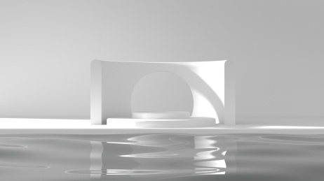 3D渲染简约白色几何体展示台背景