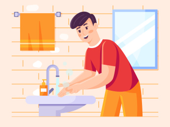 男生正在洗手矢量扁平插画
