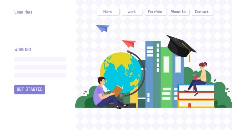 好好学习首页电脑办公商务插画矢量图