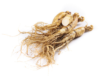 白底上放着一堆带土鲜人参