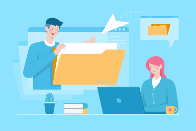 云盘文件共享概念扁平插画