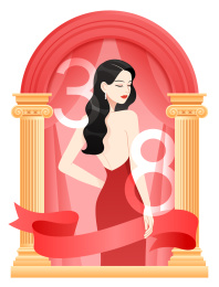 女神节美女和欧式拱门背景