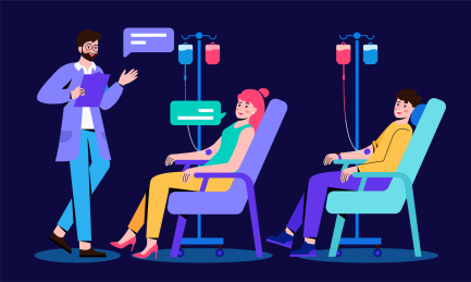 两个人正在打点滴矢量插画