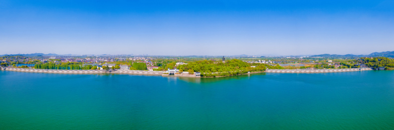 航拍江苏省常州溧阳天目湖景区、太公山景区