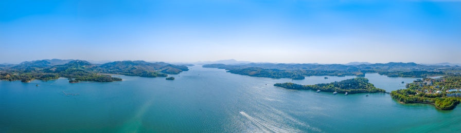 航拍江苏省常州溧阳天目湖景区、太公山景区