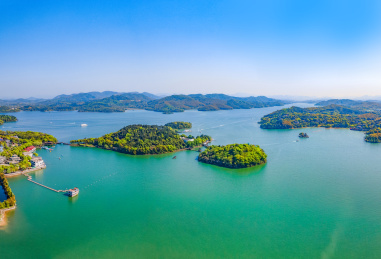 航拍江苏省常州溧阳天目湖景区、太公山景区