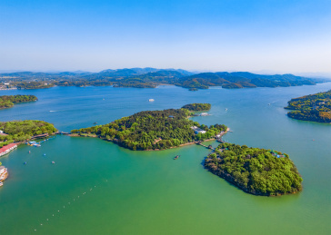 航拍江苏省常州溧阳天目湖景区、太公山景区