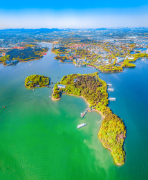 航拍江苏省常州溧阳天目湖景区、太公山景区