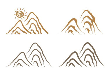 山矢量手绘线描插画