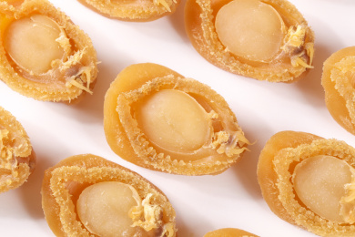 摆放整齐的干鲍鱼背景