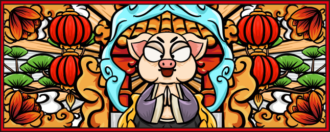 卡通国潮猪八戒插画