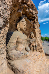 中国山西大同云冈石窟露天大佛