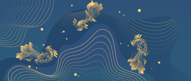 线条鲤鱼背景图案