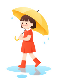 一个拿着雨伞的小女孩