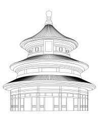 北京故宫天坛城市地标建筑插画