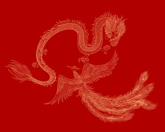龙凤呈祥结婚插画图案元素