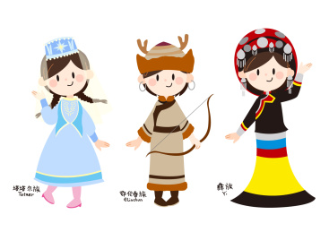 矢量可爱少数民族装扮少女