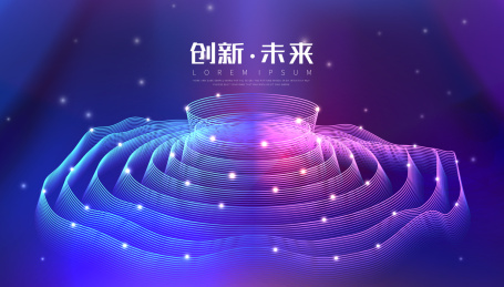 矢量抽象三维线圈时尚科技感海报