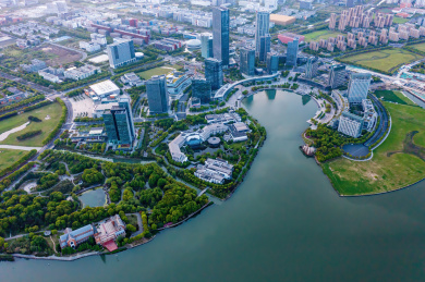 中国江苏苏州工业园区独墅湖景区风光