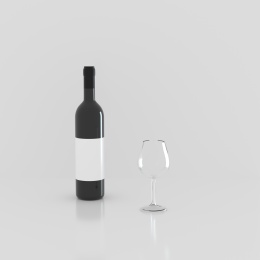 3D渲染的玻璃酒瓶
