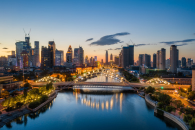 天津海河直沽桥夜景